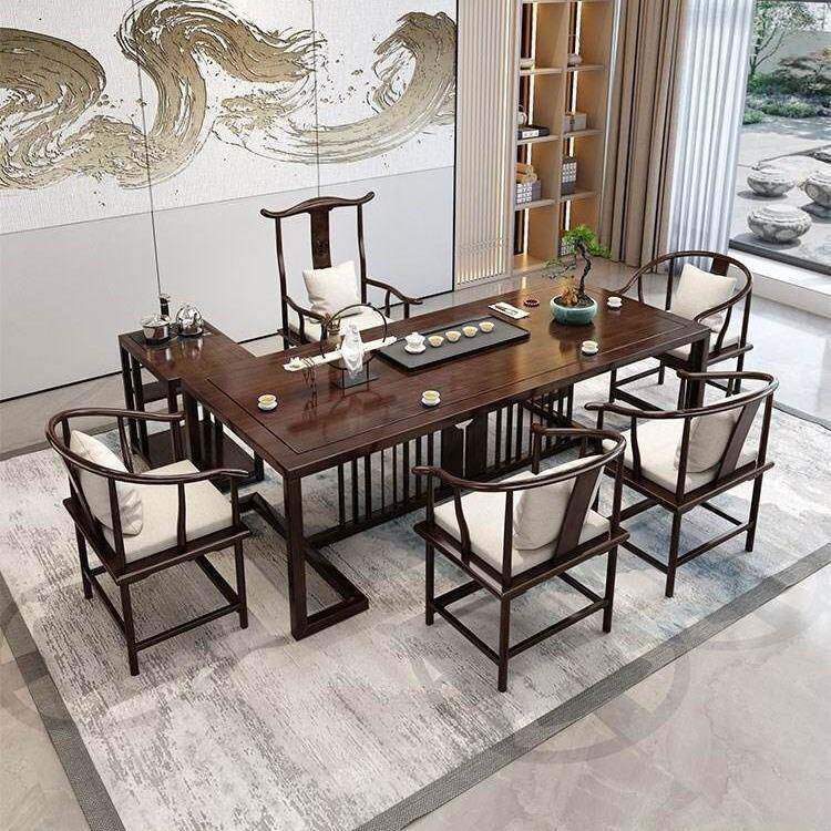 新中式两用简约现代茶桌椅组合实木茶桌全套茶几办公室商用