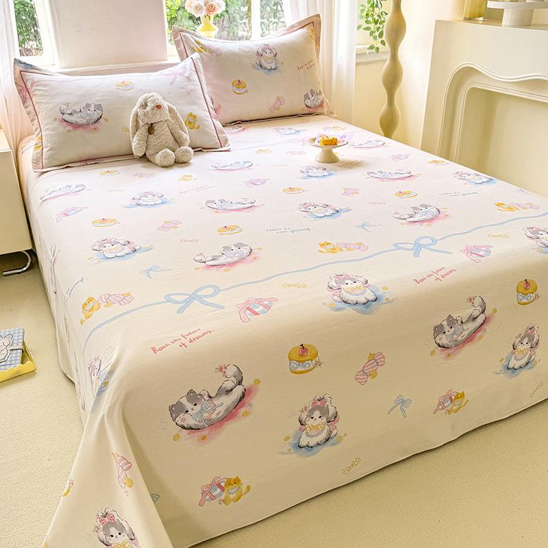 【折扣价】全棉磨毛床单单件冬季加厚纯棉1.2米单人1.5m被单枕套