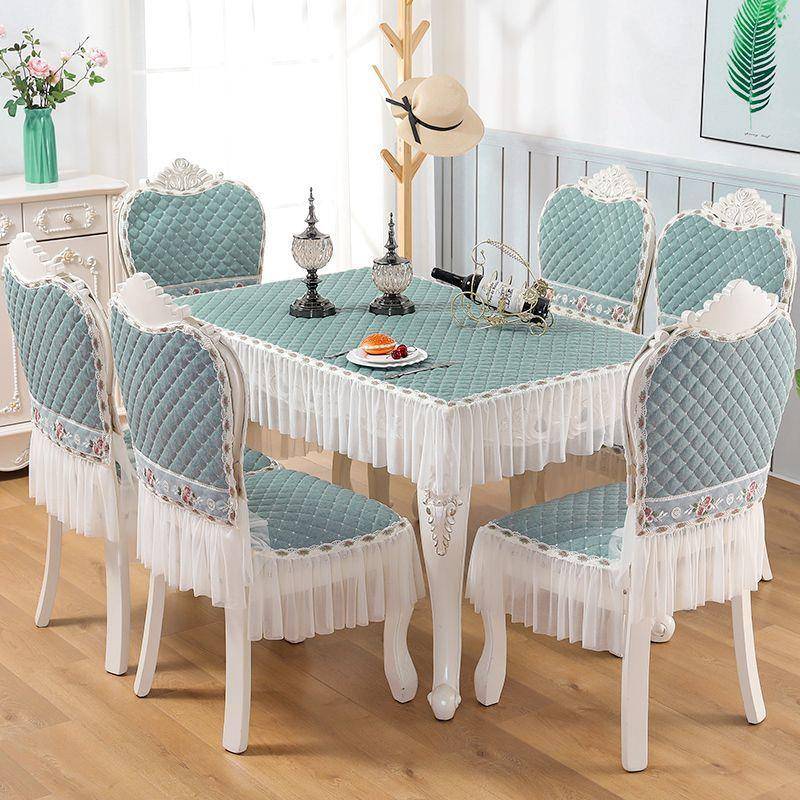 【折扣价】防滑餐桌椅子套罩家用清新长方形餐桌布椅套椅垫套装餐