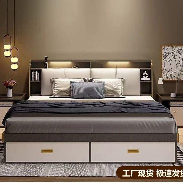 气动高箱储物床婚床1.8米1.2m1.5米主卧小户型板式现代简约双人床