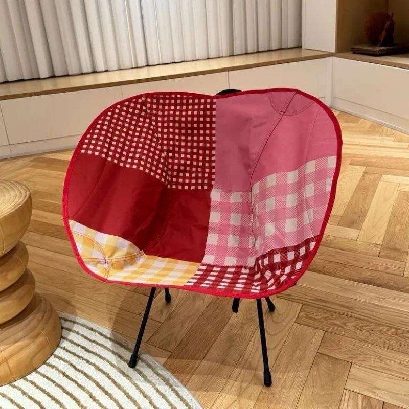 折叠椅客厅休闲单人收纳躺椅懒人家用野餐轻巧便携靠椅撞色折叠椅