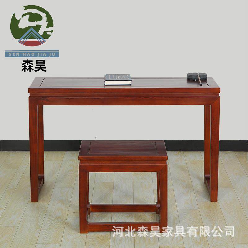 中式古琴桌凳 书房仿古实木共鸣古筝桌凳 老榆木琴桌国学桌