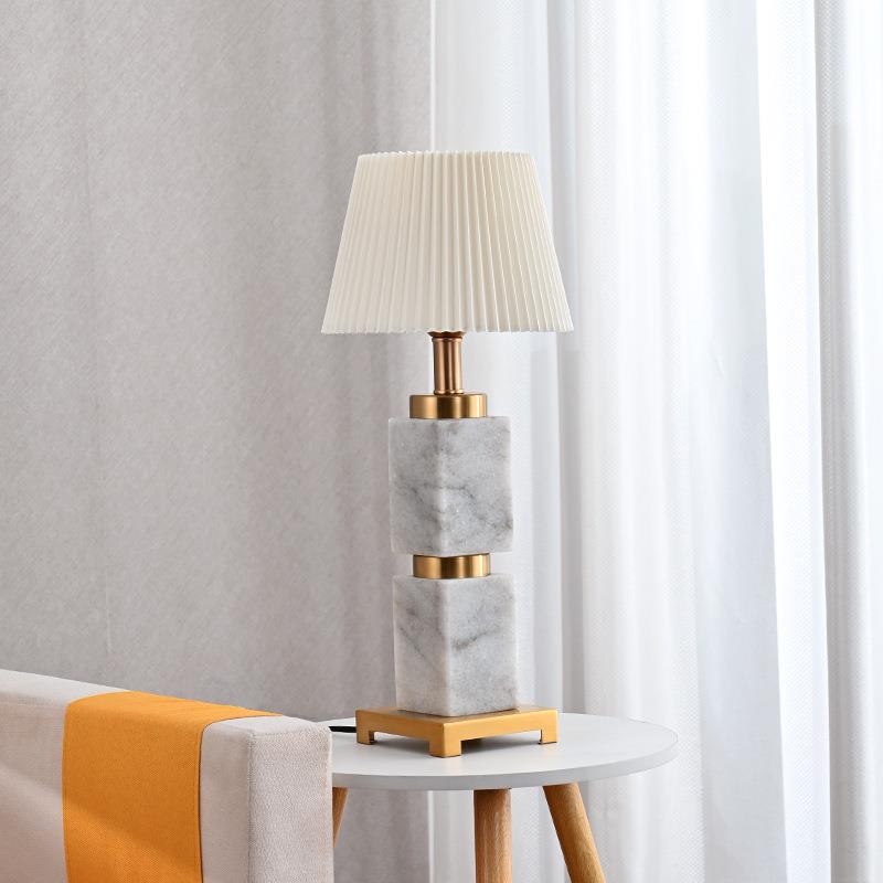 桌面大理石台灯装饰品台灯卧室摆件大理石小夜灯客厅简约小夜灯