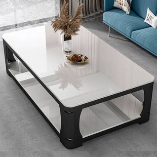 现代轻奢茶几客厅2024s新款 家用仿大理石小户型茶台长方形极简钢