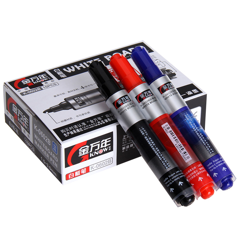 包邮 金万d年K-0602B白板笔 直液按压式出墨笔 易擦可擦白板笔3色