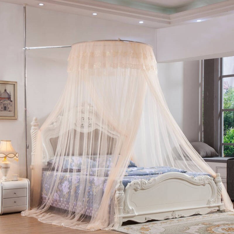 蚊帐圆顶不锈钢落地可调高度通用不打孔免安装1.5米U1.8m大床家用