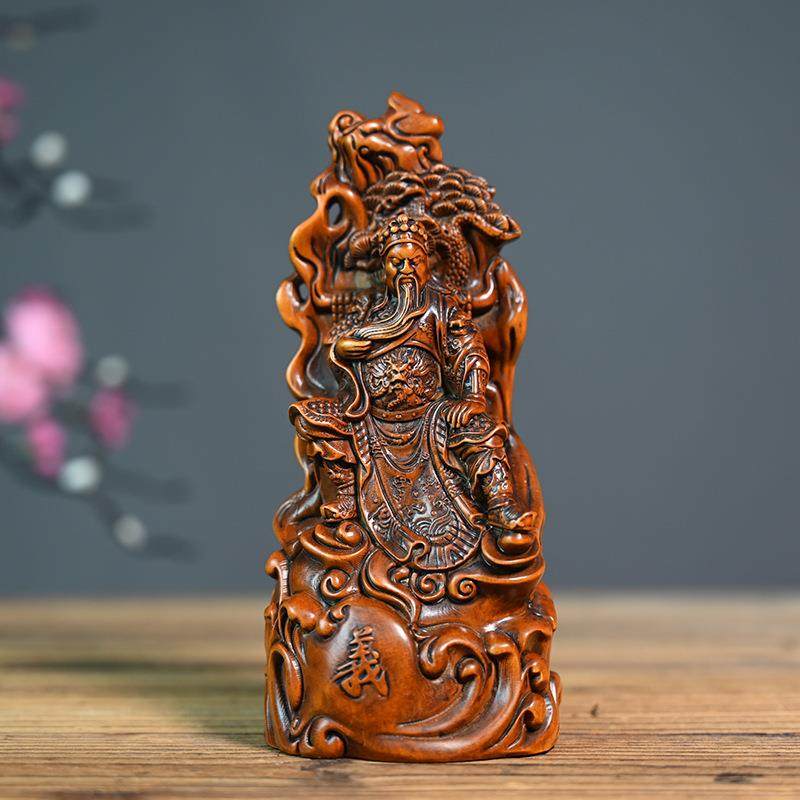 黄杨木仿古雕刻关公摆件木质工艺品古玩文玩杂项收藏送礼