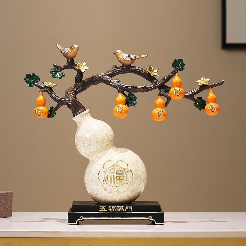 五福临门葫芦摆件书房办公室酒柜装饰品新中式工艺品乔迁新居礼品