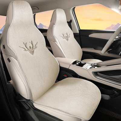 2024年新款小鹿毛绒连体头马鞍垫汽车坐垫冬季保暖座椅套原厂代发