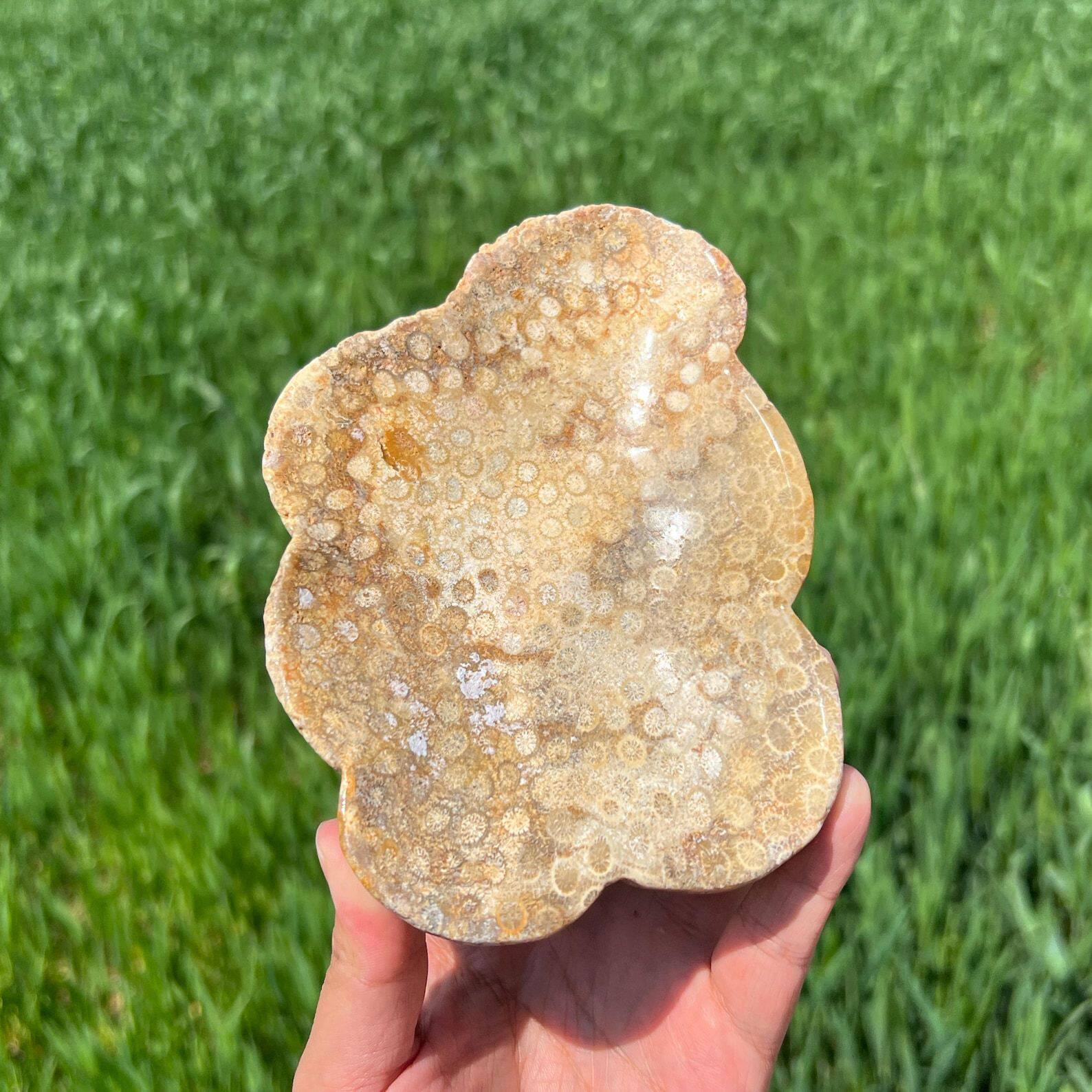 天然水晶原石打磨珊瑚玉菊花石几何不规则随形碗家居装饰摆件批发
