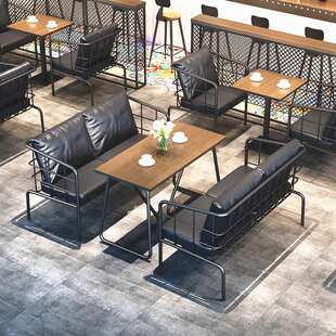 美式工业风铁艺音乐吧酒吧休闲双人沙发咖啡厅接待休息四人沙发