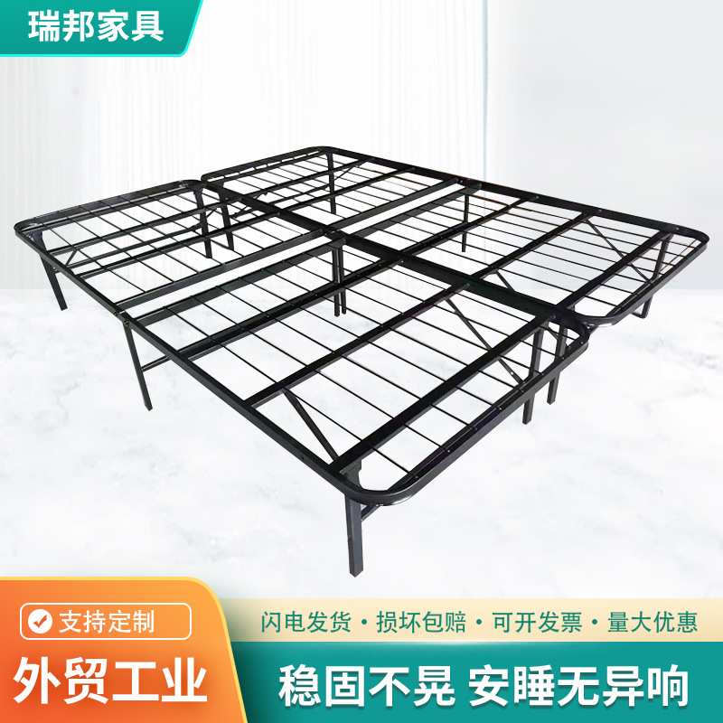 折叠床可拆装双人铁艺床架双折金属平台床加厚管壁稳固宿舍工地床