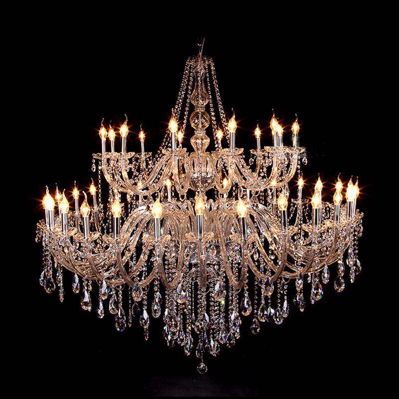 欧式蜡烛水晶吊灯客厅灯别墅酒店大吊灯奢华大气复式楼梯吊灯