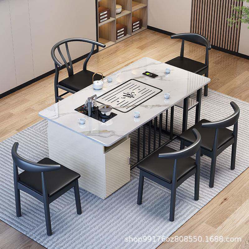 岩板茶台茶桌椅组合办公室现代简约功夫套装一体轻奢家用阳台茶几