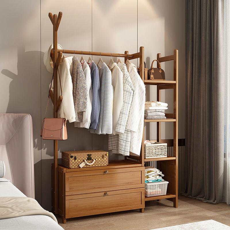 衣帽架实木卧室家用现代简约小户经济型简易组装出租屋单人挂衣柜