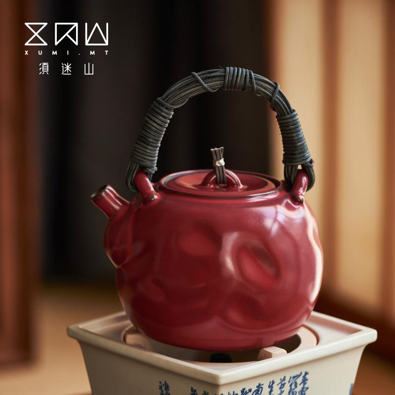 梵山堂山楂红听云陶壶苏打釉老岩泥烧水煮茶壶电陶炉煮茶器提梁壶