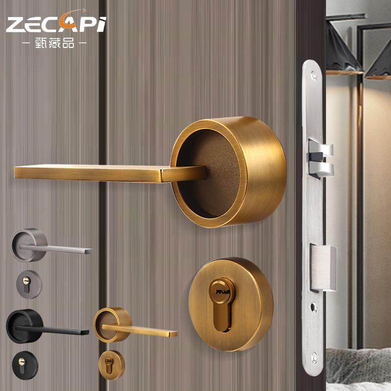 简约锌合金静音锁芯防盗分体门锁 家用卫生间卧室木门执手门锁