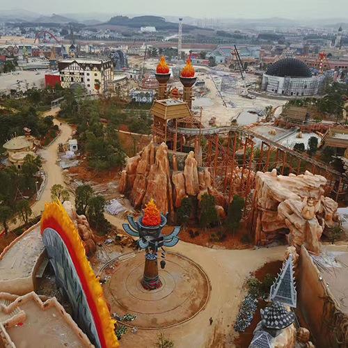 乐园工程案例雕塑玻璃钢直塑GRC假山仿真树室内玻璃钢水泥雕塑