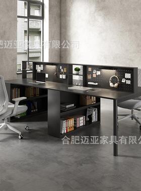 黑色职员高柜办公桌椅组合面对面四六人位财务桌现代简约桌椅工位