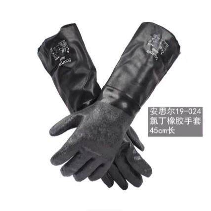 安思尔19-024/19-026 氯丁橡胶耐高温防化学加长手套耐酸碱腐蚀
