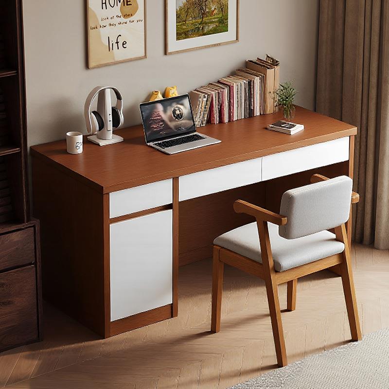 实木书桌卧室中简易书房学生学习写字桌家用台式电脑桌办公桌工作