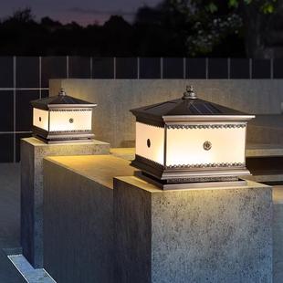 柱头灯太阳能接电两用户外防水别墅大门围墙门柱灯庭院灯中式 全铜