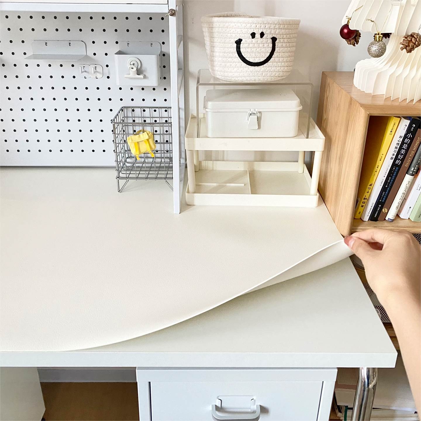 奶油白色桌垫大学生宿舍桌布韩系ins风高级感桌面垫布ins书桌学生
