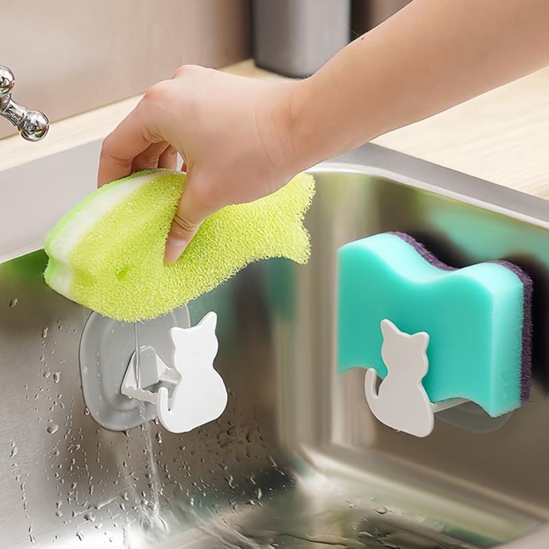 海绵沥水架吸盘免打孔水槽抹布钢丝球锅盖收纳层架百洁洗碗布置物