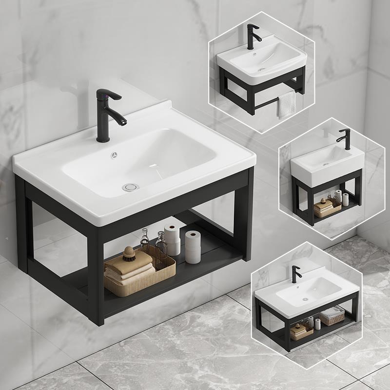 挂墙式洗手盆卫生间一体陶瓷洗脸盆柜组合阳台小户型洗漱面池简易