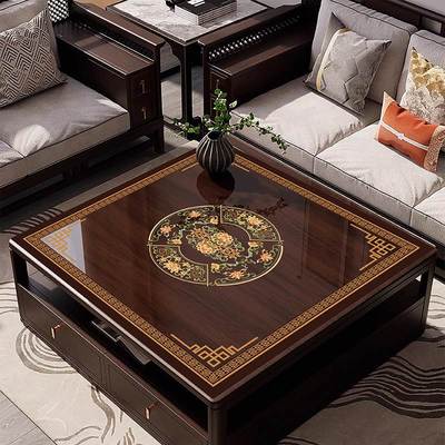 中式透明方桌垫pvc软玻璃桌布防水防油免洗八仙桌麻将桌垫正方形