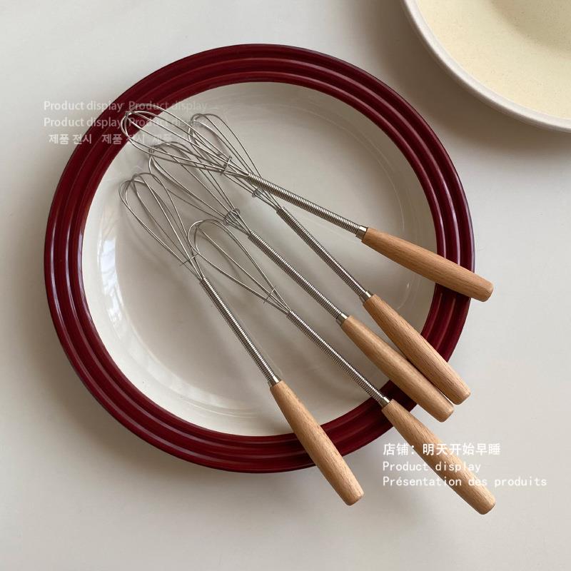 ins实木手柄迷你打蛋器奶油黄油搅拌器不锈钢家用搅拌棒餐厅厨房