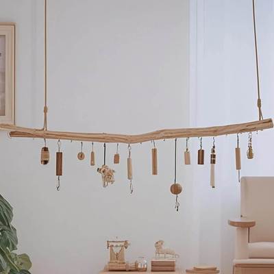 树枝挂衣杆带皮复古民宿挂衣架服装店创意橱窗衣服展示架装饰吊架