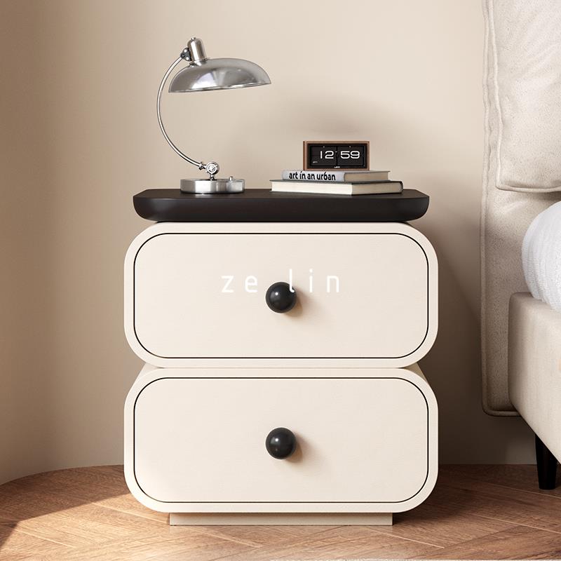 法式奶油风实木床头柜简约现代卧室家用床边抽屉柜创意高级感斗柜