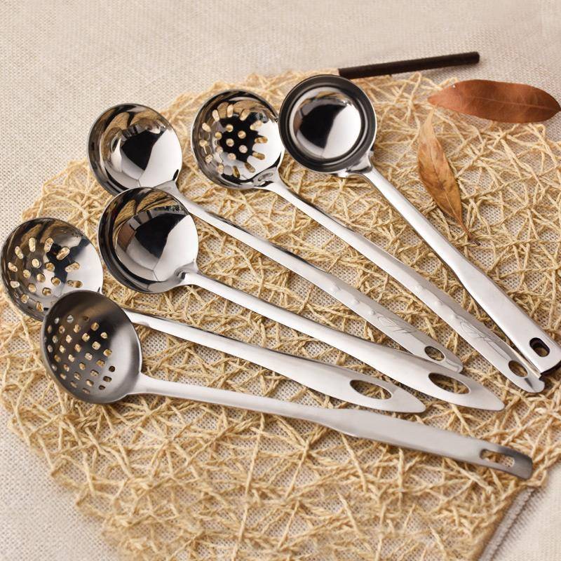 汤勺家用不锈钢304火锅勺子长柄大号盛汤加厚小号漏勺喝汤铁商用