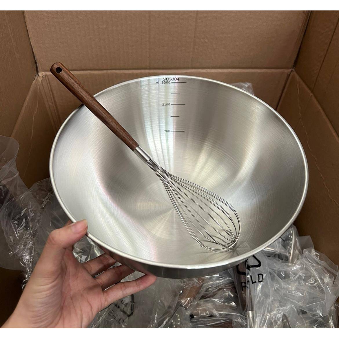 一诺厨房304胡桃木不锈钢打蛋器手动奶油奶泡机器鸡蛋搅拌棒家用