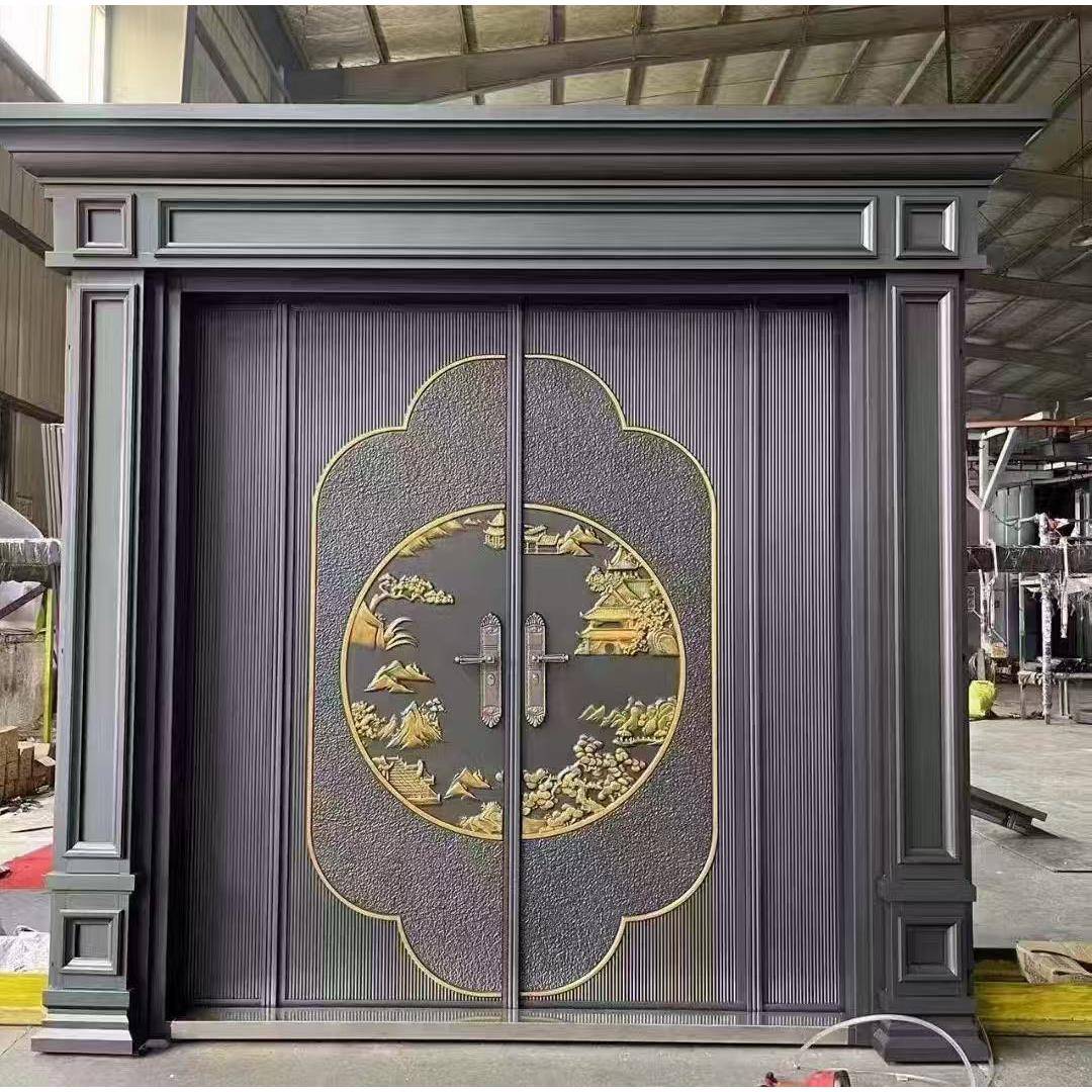锌合金别墅大门双开门农村自建房进户大门防盗入户门家用铸铝卡门
