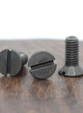 黑色304不锈钢一字沉头螺丝氧化镀黑开槽平头机螺钉GB68M1.6-M5