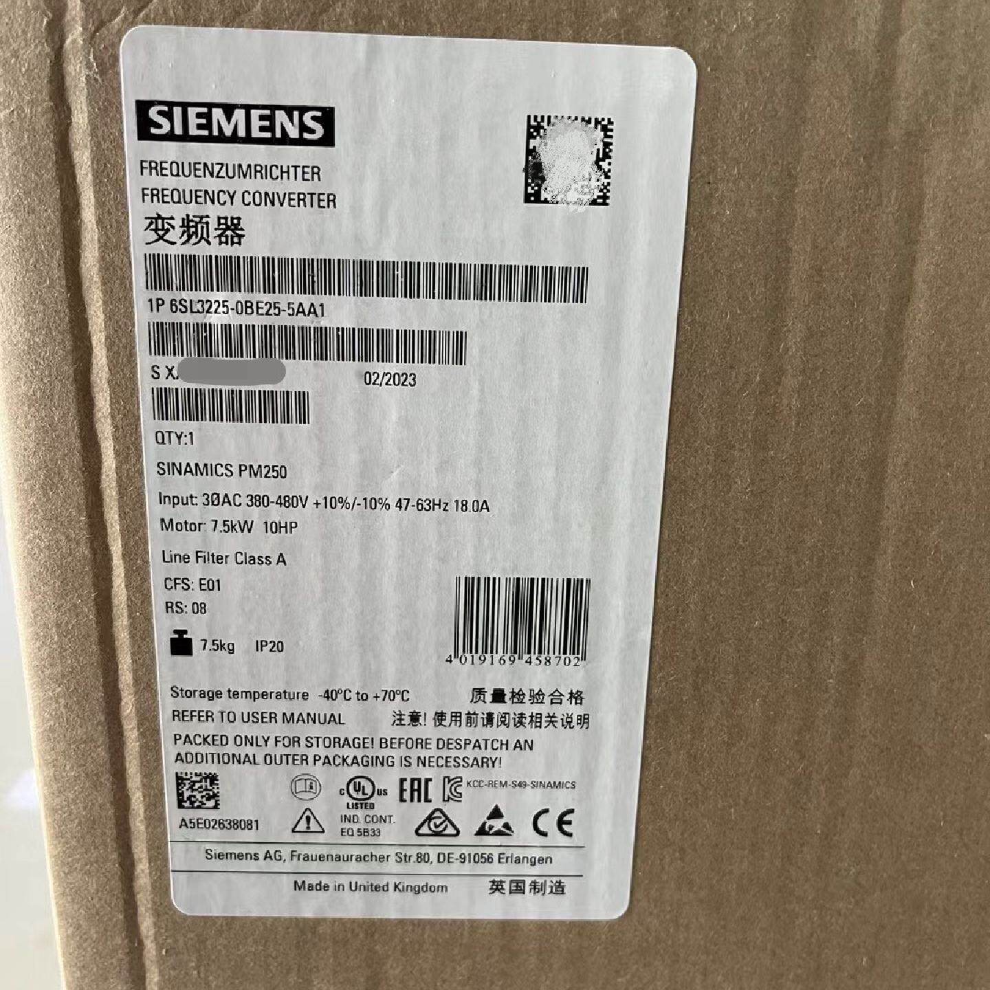 全新6SL3225-0BE25-5AA1原装现—议价