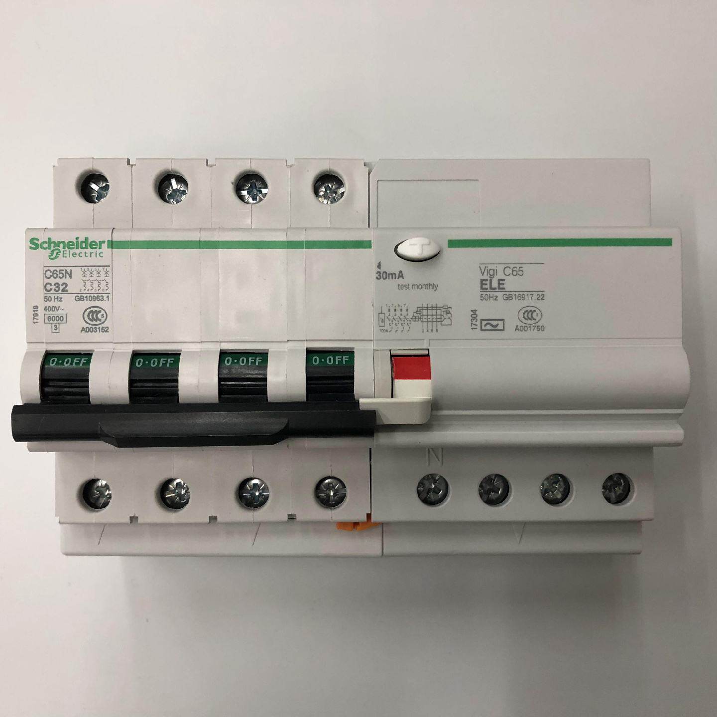 议价原装正品C65N 4P C32 30mA施耐德带剩余电流动作保护小型漏电