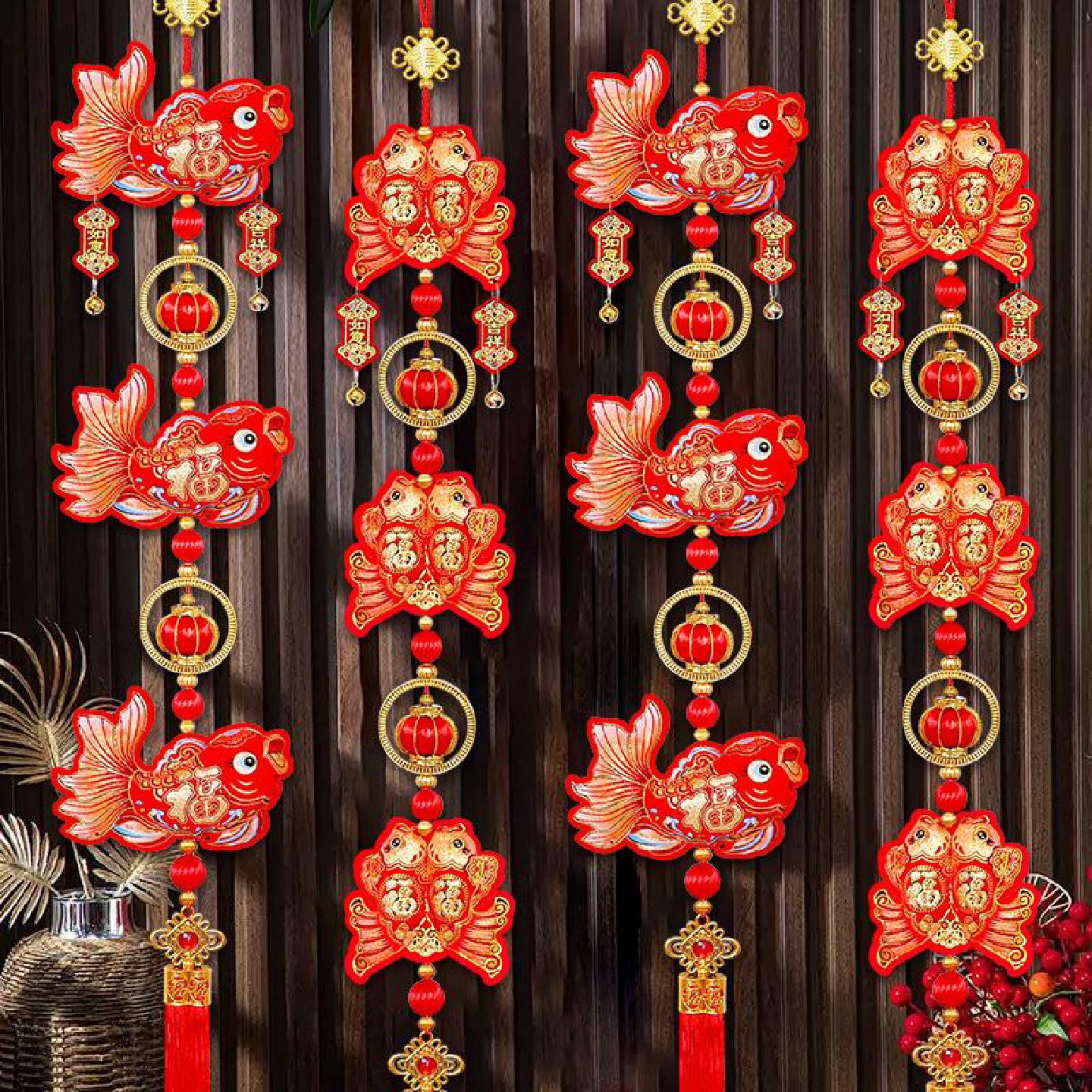 锦鲤挂饰新年装饰挂件春节过年福字辣椒串客厅入户门乔迁新房布置