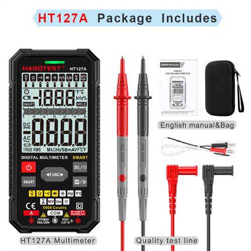 华博HT127A数字万用表智能防烧万能表多功能电压电流表数显万用表