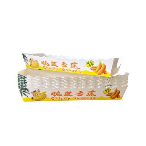 网红脆皮香蕉烤香蕉炸香蕉网红热销加厚一次性长方形打包盒纸盒