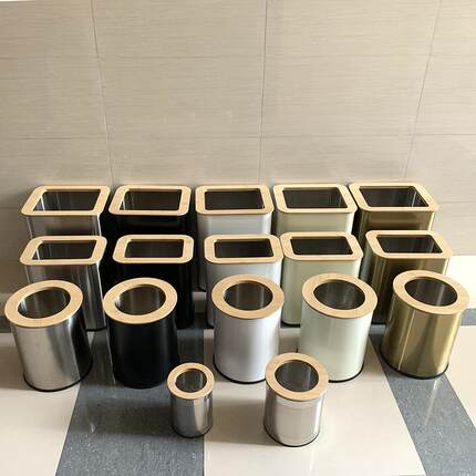 竹盖垃圾桶厨房客厅夹缝卫生间极简垃圾筒卧室办公室纸篓原木风
