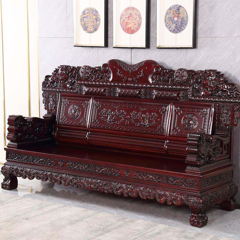 仿古实木沙发组合客厅中式花明清古典家用榫卯结构沙发