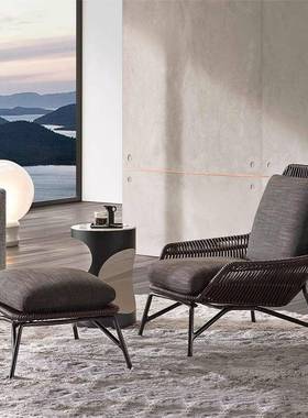 北欧户外阳台藤椅别墅庭院花园阳光房露天室外休闲懒人藤编沙发椅