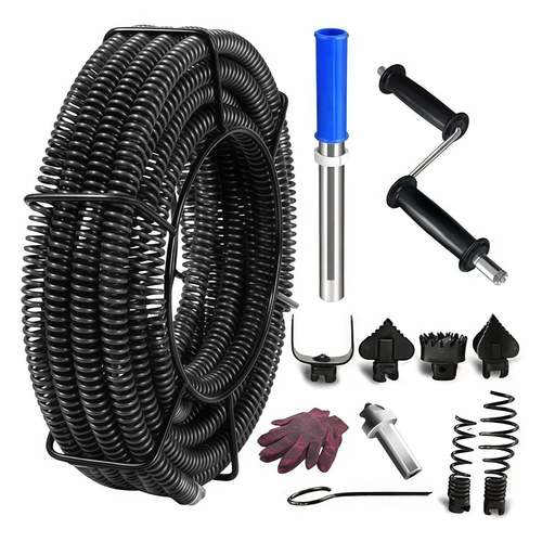 手摇摇把手摇疏通器配件摇把直径16mm连接头通下水道工具配合弹簧