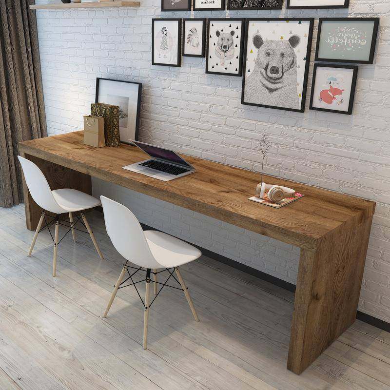 北欧家用双人电脑桌宿舍卧室学生学习书桌电脑台单人实木办公桌子