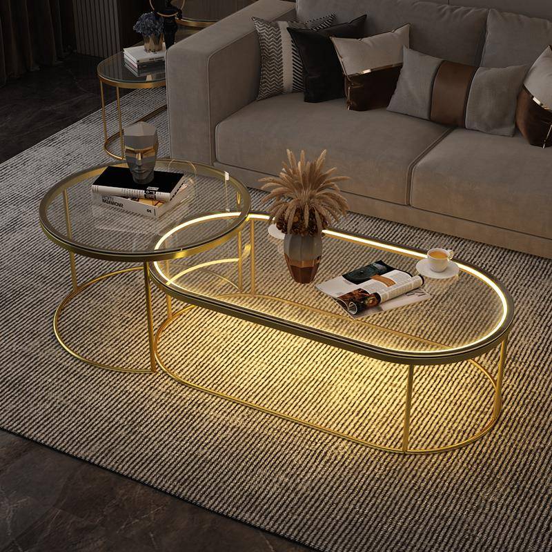 轻奢钢化玻璃客厅茶几家用小户型现代简约椭圆形北欧网红新款极简