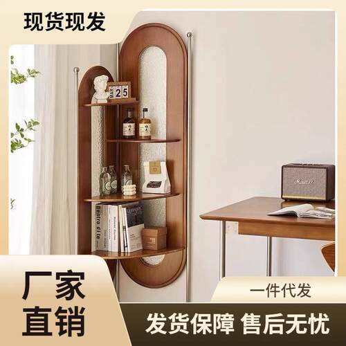 中古实木转角客厅小户型墙角书架书柜卧室收纳三角北欧复古置物架
