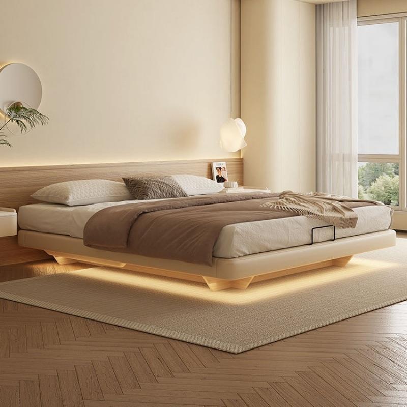 【折扣价】无床头悬浮储物现代奶油简约小户型主卧双人床意式轻奢